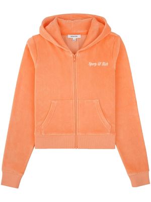 Sporty & Rich Italic-logo zip-up hoodie - Orange