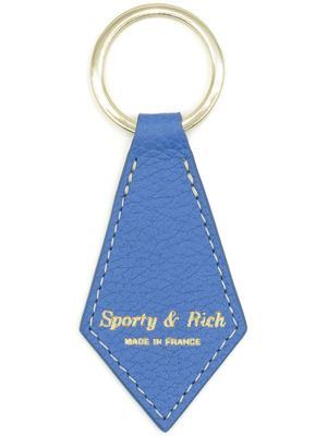 Sporty & Rich logo-debossed faux-leather keychain - Blue