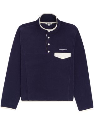 Sporty & Rich logo-embroidered buttoned sweatshirt - Blue