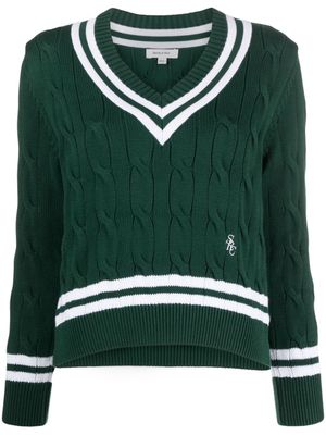 Sporty & Rich logo-embroidered cable-knit jumper - Green