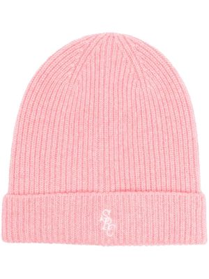 Sporty & Rich logo-embroidered cashmere beanie - Pink