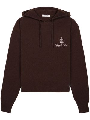 Sporty & Rich logo-embroidered cashmere hoodie - Brown