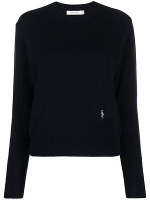 Sporty & Rich logo-embroidered cashmere jumper - Blue