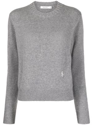 Sporty & Rich logo-embroidered cashmere jumper - Grey