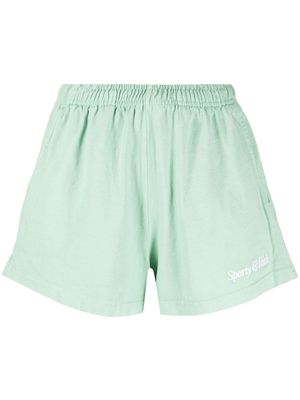 Sporty & Rich logo-embroidered cotton shorts - Green