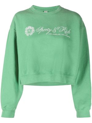 Sporty & Rich logo-embroidered cotton sweatshirt - Green