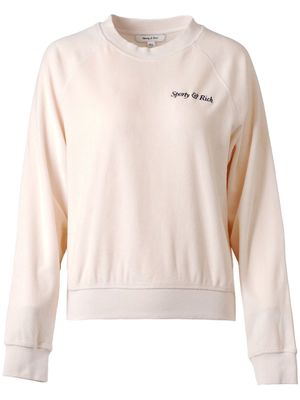 Sporty & Rich logo-embroidered cotton sweatshirt - White