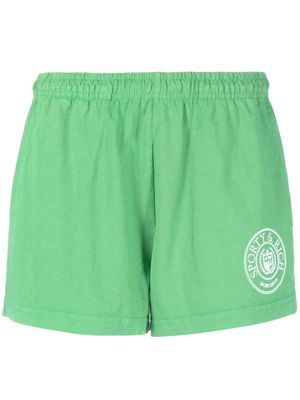 Sporty & Rich logo-embroidered cotton track shorts - Green