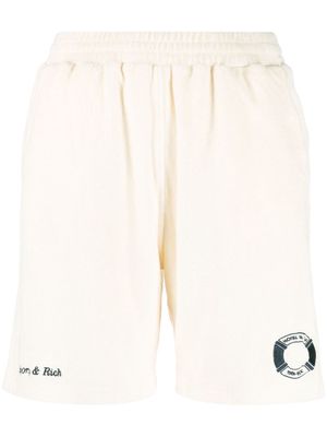 Sporty & Rich logo-embroidered cotton track shorts - Neutrals
