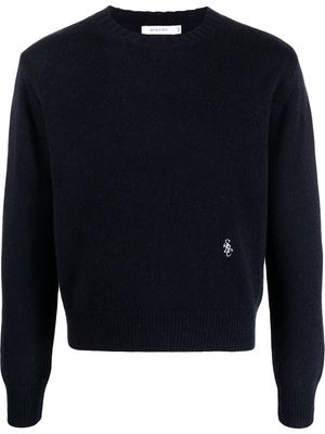 Sporty & Rich logo-embroidered crew-neck jumper - Blue