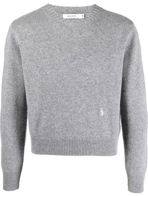 Sporty & Rich logo-embroidered crew-neck jumper - Grey