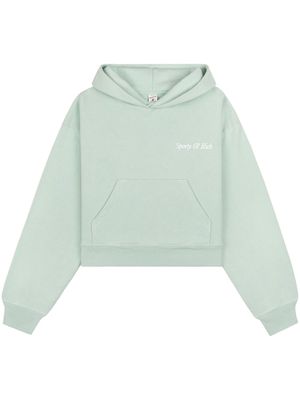 Sporty & Rich logo-embroidered cropped hoodie - Green