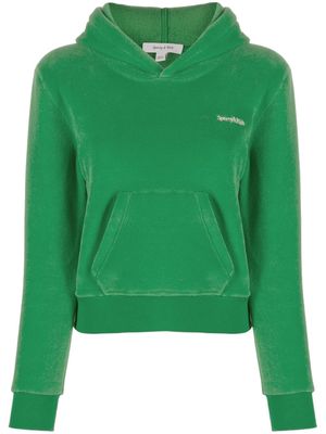 Sporty & Rich logo-embroidered fleece hoodie - Green
