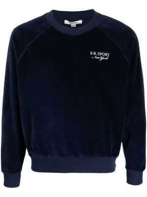 Sporty & Rich logo-embroidered long-sleeve sweatshirt - Blue