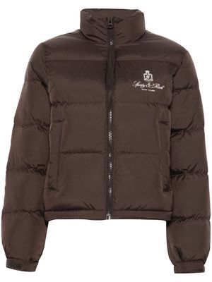 Sporty & Rich logo-embroidered quilted jacket - Brown