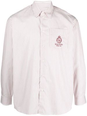 Sporty & Rich logo-embroidered striped cotton shirt - White