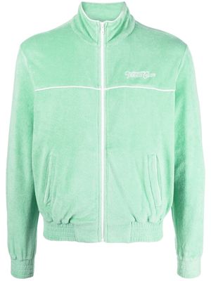 Sporty & Rich logo-embroidered terry-cloth cardigan - Green