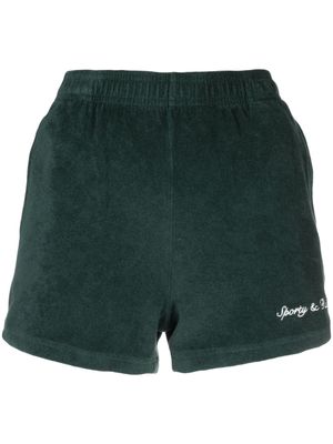 Sporty & Rich logo-embroidered terry-cloth track shorts - Green