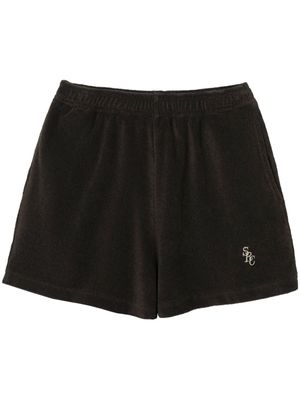 Sporty & Rich logo-embroidered terrycloth shorts - Brown