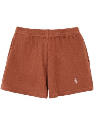 Sporty & Rich logo-embroidered towelling-finish shorts - Orange