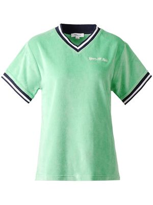 Sporty & Rich logo-embroidered V-neck cotton T-shirt - Green
