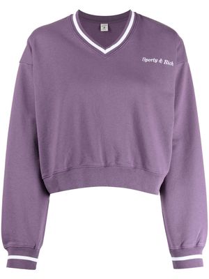 Sporty & Rich logo-embroidered V-neck sweatshirt - Purple