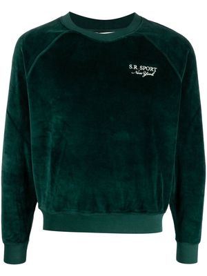 Sporty & Rich logo-embroidered velour sweatshirt - Green