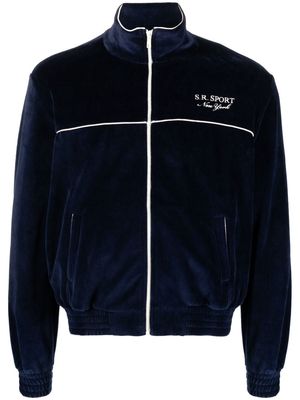 Sporty & Rich logo-embroidered zipped sweatshirt - Blue