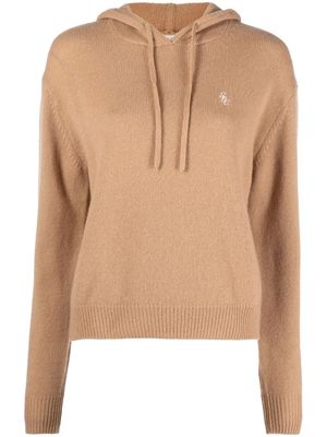 Sporty & Rich logo-embroidery cashmere hoodie - Neutrals