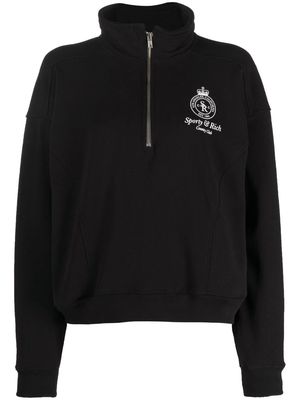 Sporty & Rich logo half-zip sweatshirt - Black