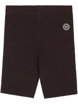Sporty & Rich logo-patch ribbed biker shorts - Brown