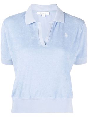 Sporty & Rich logo-patch V-neck polo shirt - Blue