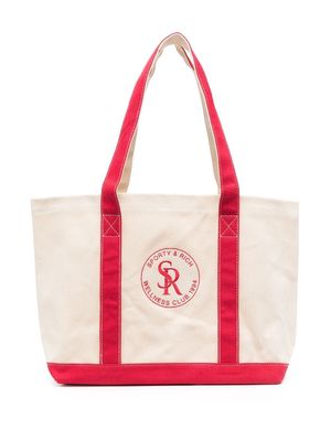 Sporty & Rich logo print canvas tote bag - Neutrals