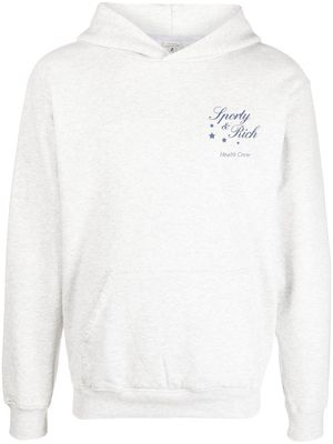 Sporty & Rich logo-print cotton-blend hoodie - Grey