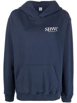 Sporty & Rich logo-print cotton hoodie - Blue