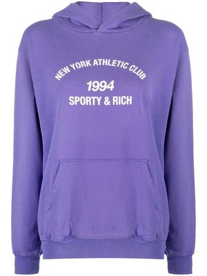 Sporty & Rich logo-print cotton hoodie - Purple
