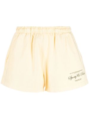 Sporty & Rich logo-print cotton mini shorts - Neutrals