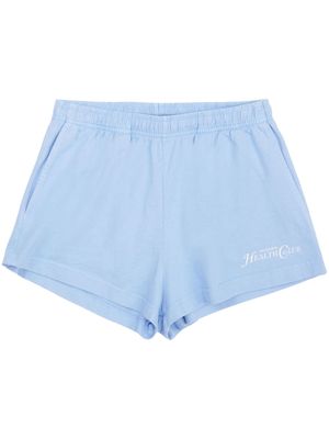 Sporty & Rich logo-print cotton shorts - Blue