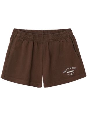 Sporty & Rich logo-print cotton shorts - CHOCOLATE