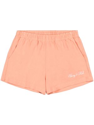 Sporty & Rich logo-print cotton shorts - Orange