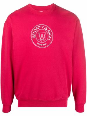 Sporty & Rich logo-print cotton sweatshirt - Red