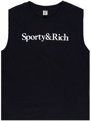 Sporty & Rich logo-print cotton tank top - Black
