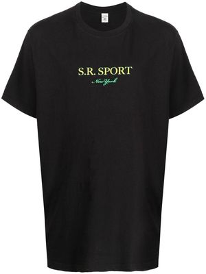 Sporty & Rich logo-print detail T-shirt - Black