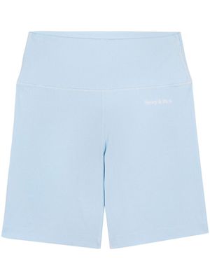 Sporty & Rich logo-print elasticated-waistband biker shorts - Blue