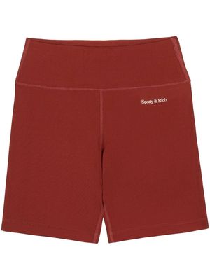 Sporty & Rich logo-print elasticated-waistband biker shorts - Red
