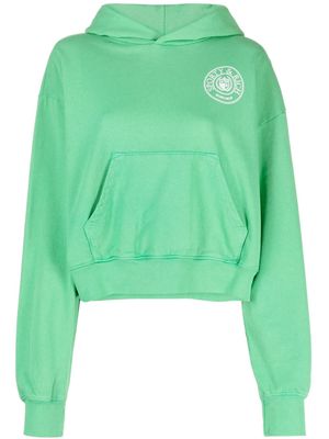 Sporty & Rich logo-print jersey hoodie - Green