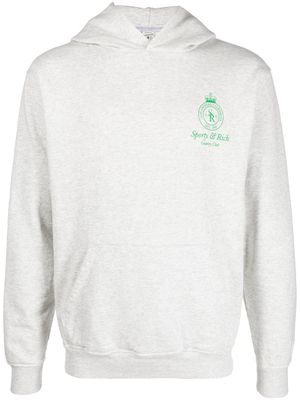 Sporty & Rich logo-print long-sleeved hoodie - Grey