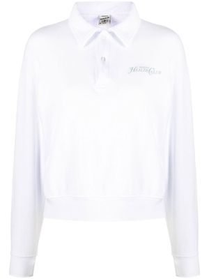 Sporty & Rich logo-print long-sleeved polo top - White