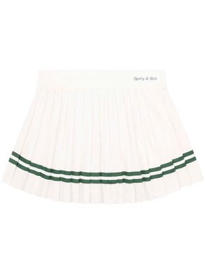 Sporty & Rich logo-print pleated miniskirt - White