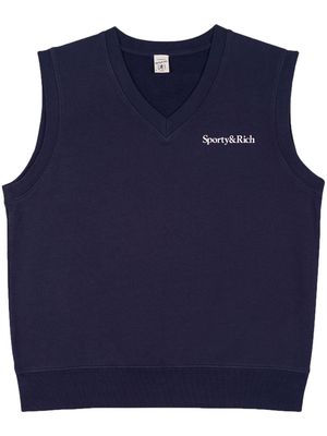 Sporty & Rich logo-print sleeveless sweatshirt - Blue